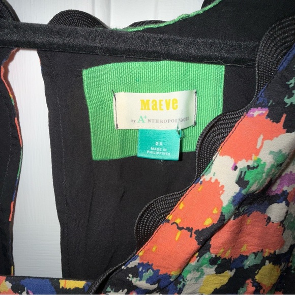 Maeve by Anthropology Black Floral Long Sleeve Dress - Picture 7 of 7